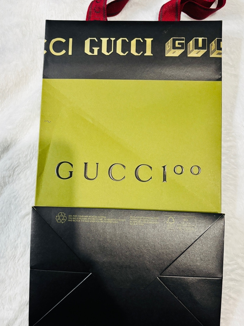 Authentic Gucci 100 anniversary shopping gift bag. Green and burgundy boutique - Picture 2 of 6
